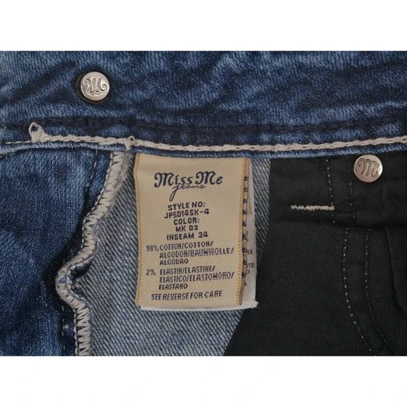 Miss Me Thick Stitched Pocket Dark Wash Straight Leg Jeans‎ Sz30 JP5014SK-4 - Picture 13 of 14